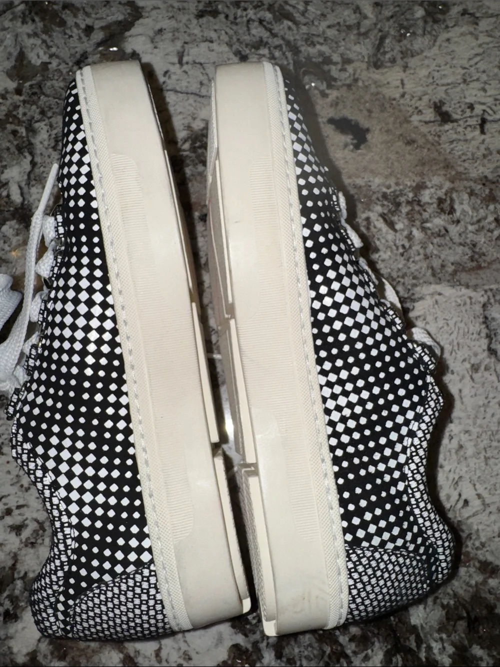 Stuart Weitzman Black and White Checker Lace-Up Sneakers